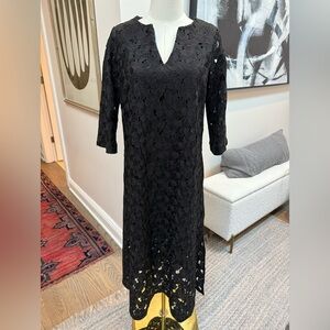 Tuckernuck Black Floral Lace Midi Kaftan Style Dress - Sz XXS